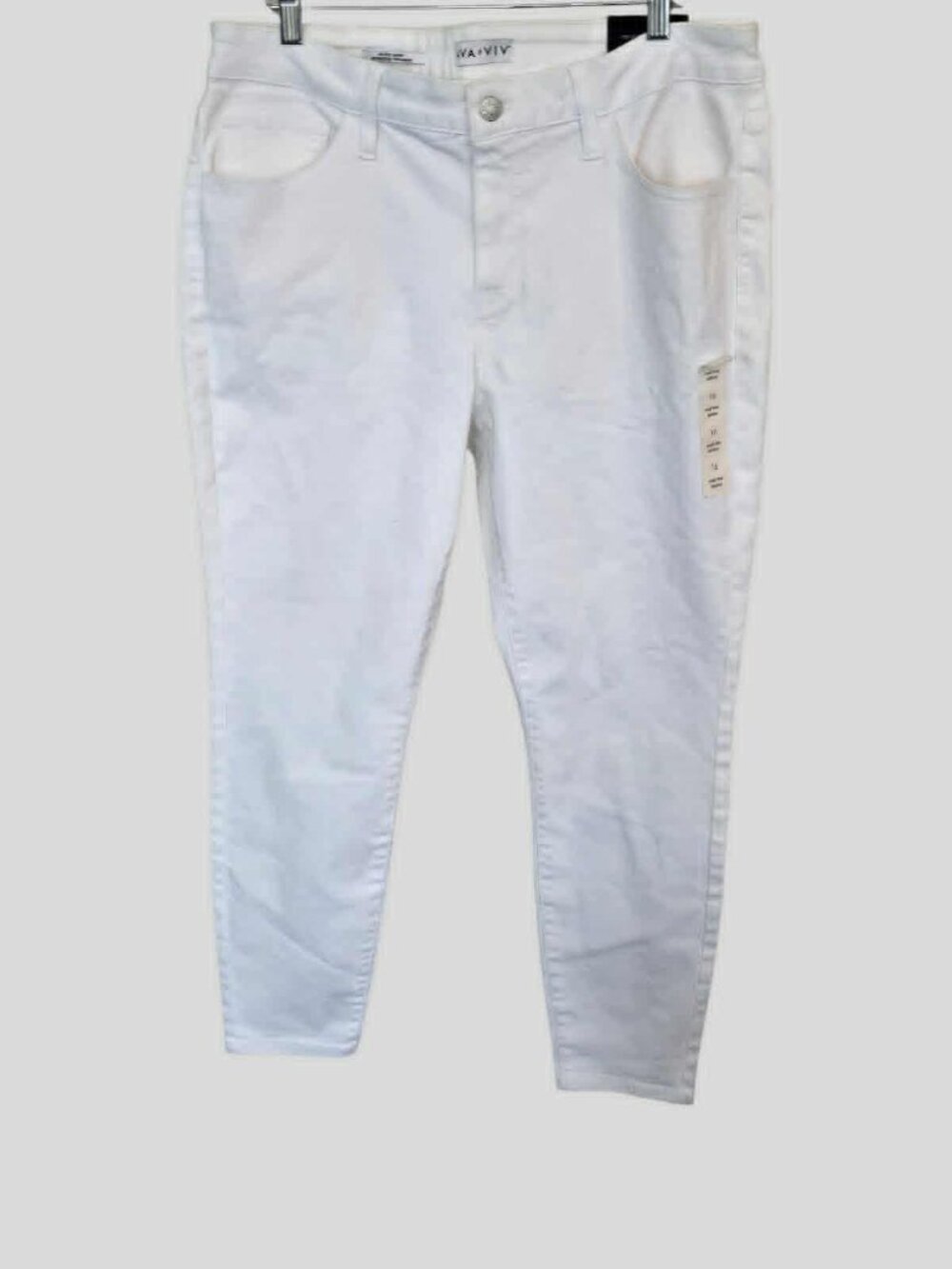 Ava & Viv Womens White Mid Rise Fitted Hip and Thigh Skinny Pants  Plus 16R  NEW